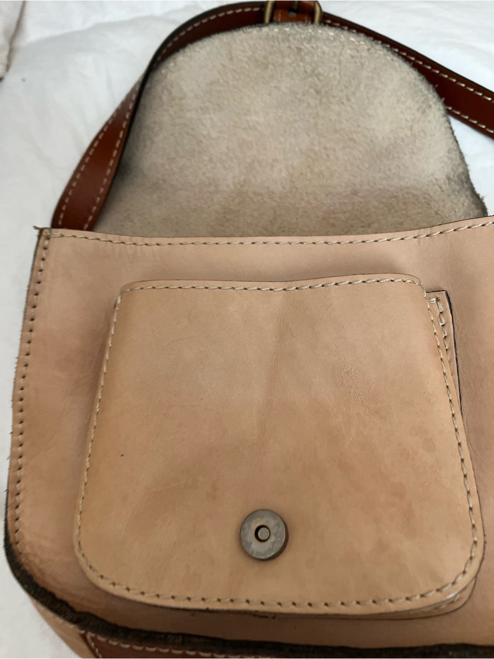 Patricia Nash Beige and Brown Leather Buckle Crossbody - Picture 6 of 9